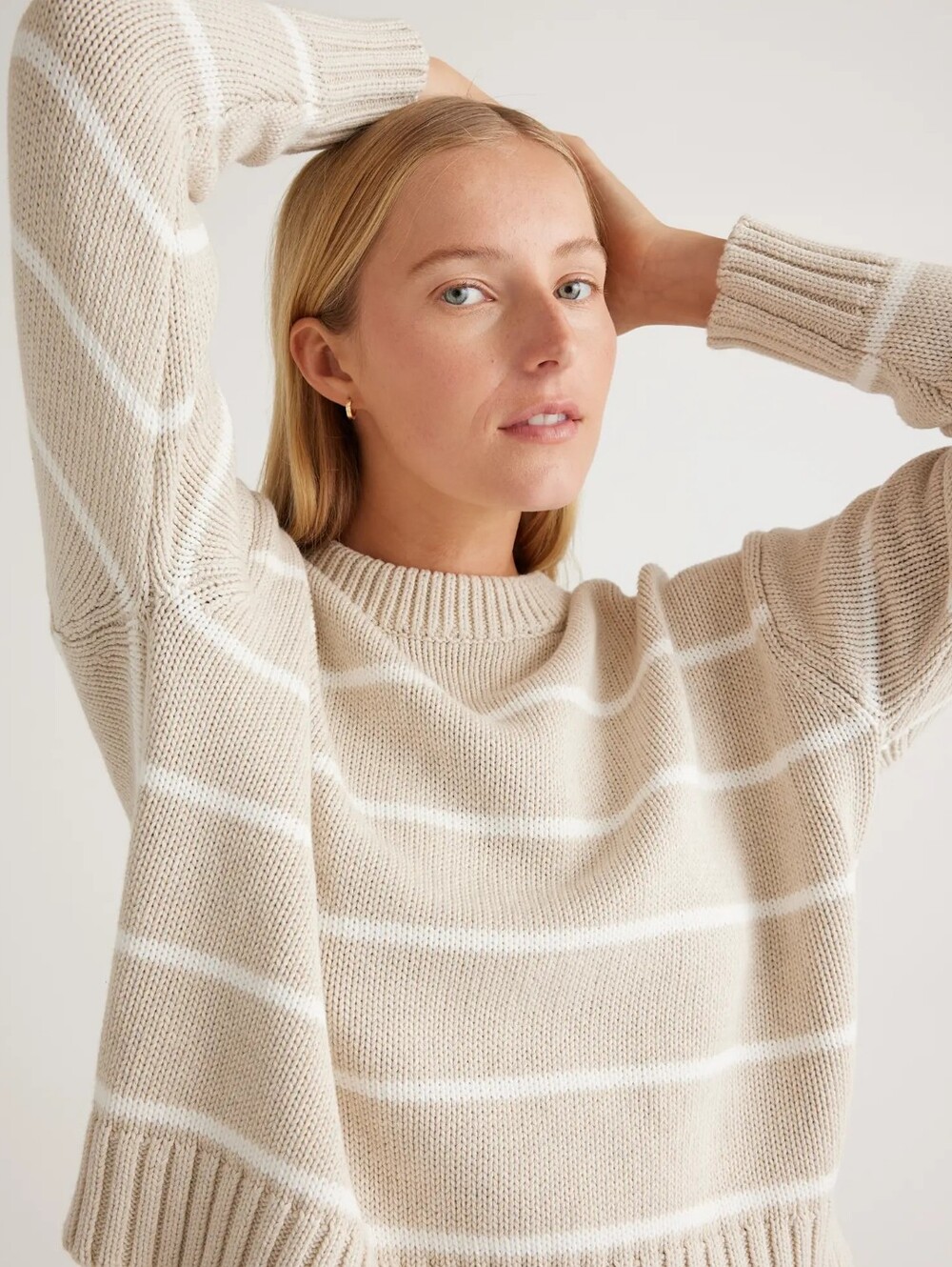 100% Organic Cotton Striped Crew Sweater